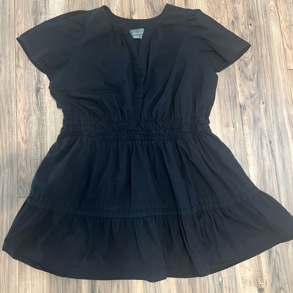 Anthropologie Somerset Mini Dres Black Cotton Tiered Smocked Waist Plus Size 3X - Picture 5 of 16